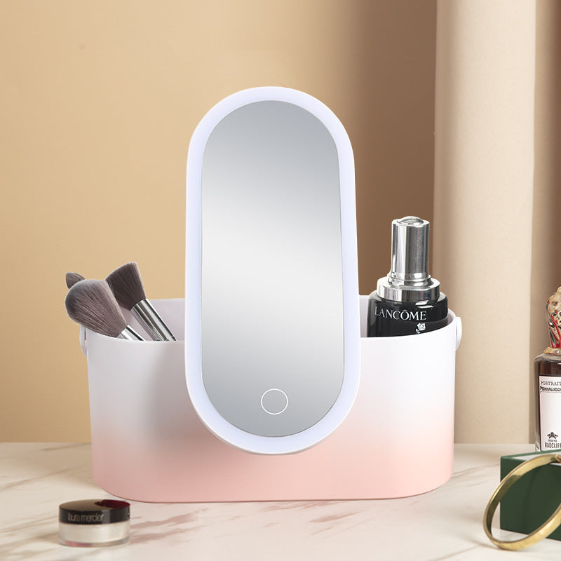 storage box led mirror cosmetics organizer