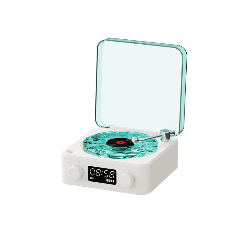 retro turntable bluetooth speaker white