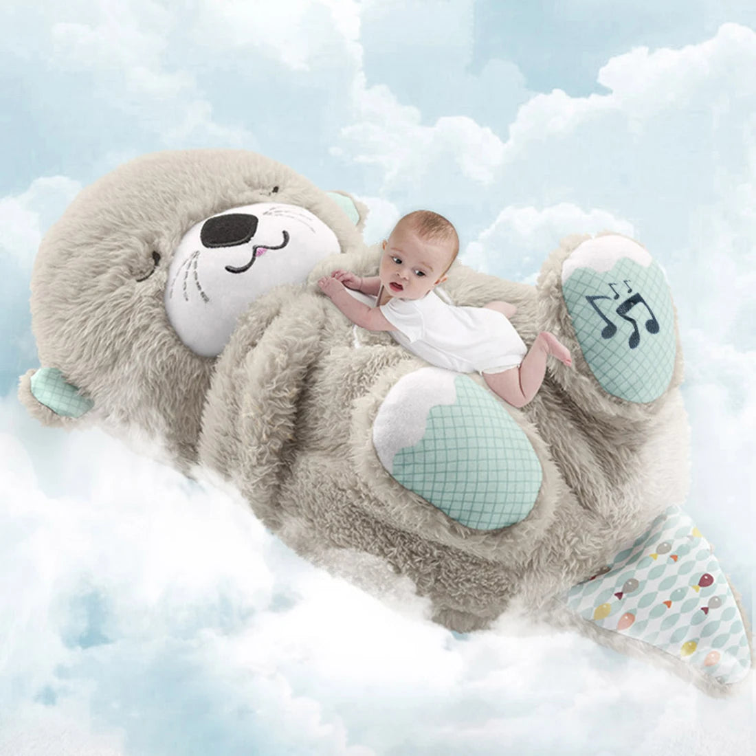 Otter Plush Toy, Portable Plush Baby Toy with Music, Sounds, Lights and Breathing Motion