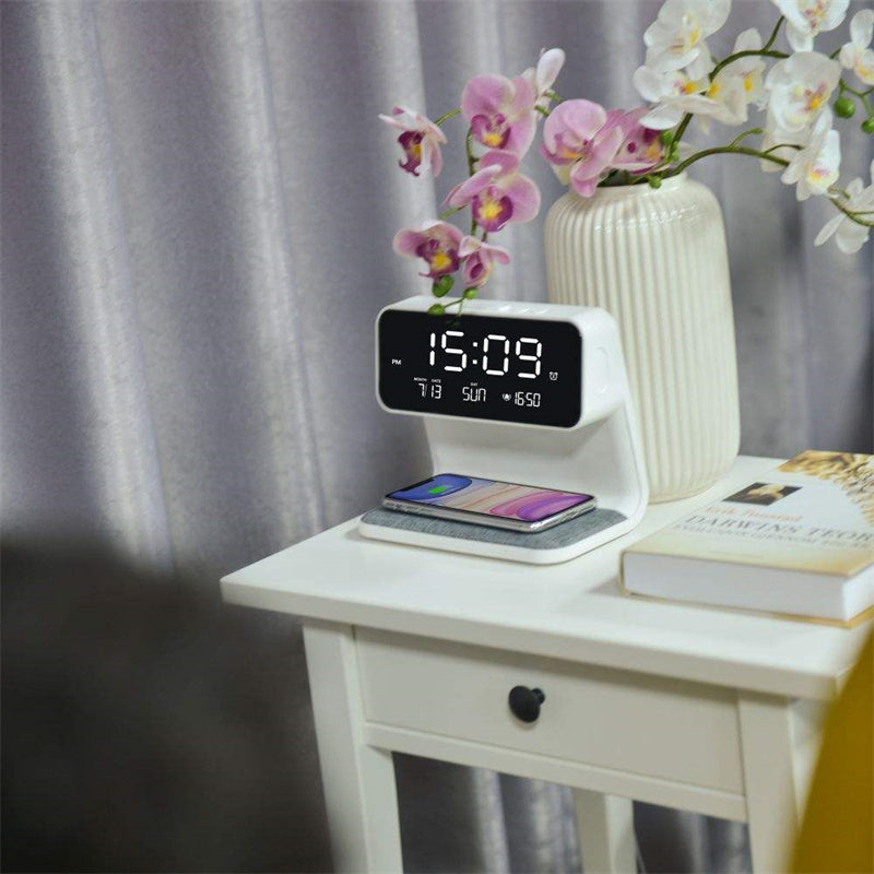 Bedside Lamp Alarm Clock Wireless Charging Stand