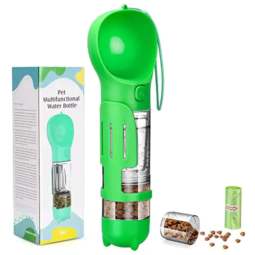 Portable Dog Water Bottle Food Compartment Waste bag Shovel