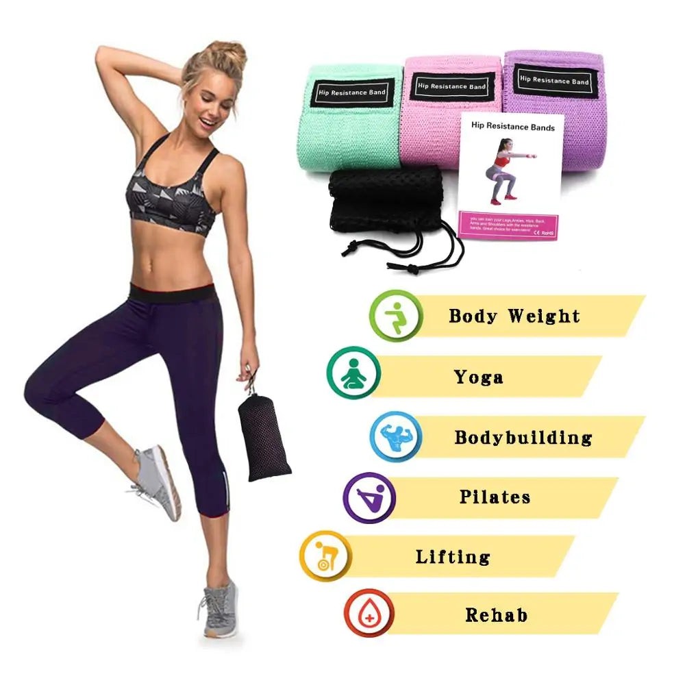 3 Piece Fitness Rubber Bands Resistance Bands multi purpose