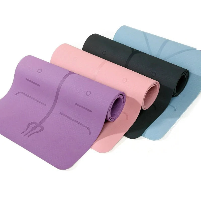 Non Slip Yoga Mat with Position Line different colours