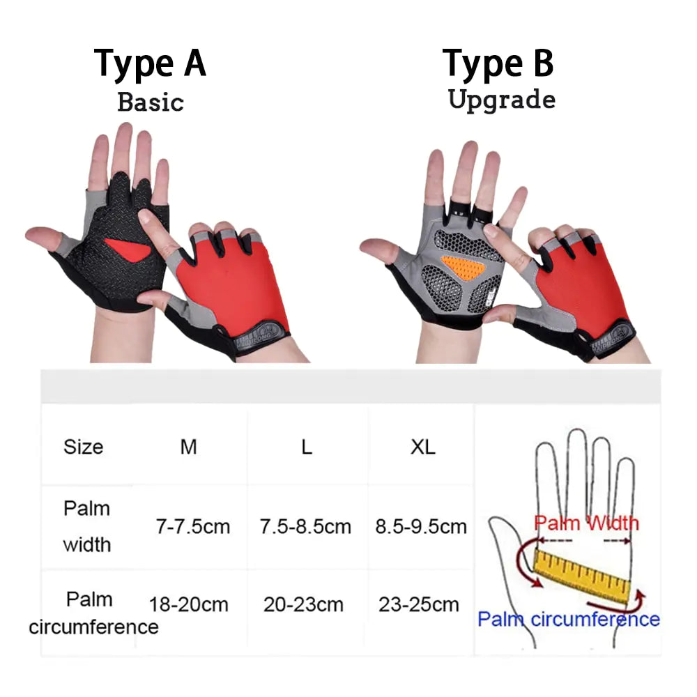 Anti Slip Breathable Half Finger Weightlifting Cycling Gloves type A and Type B