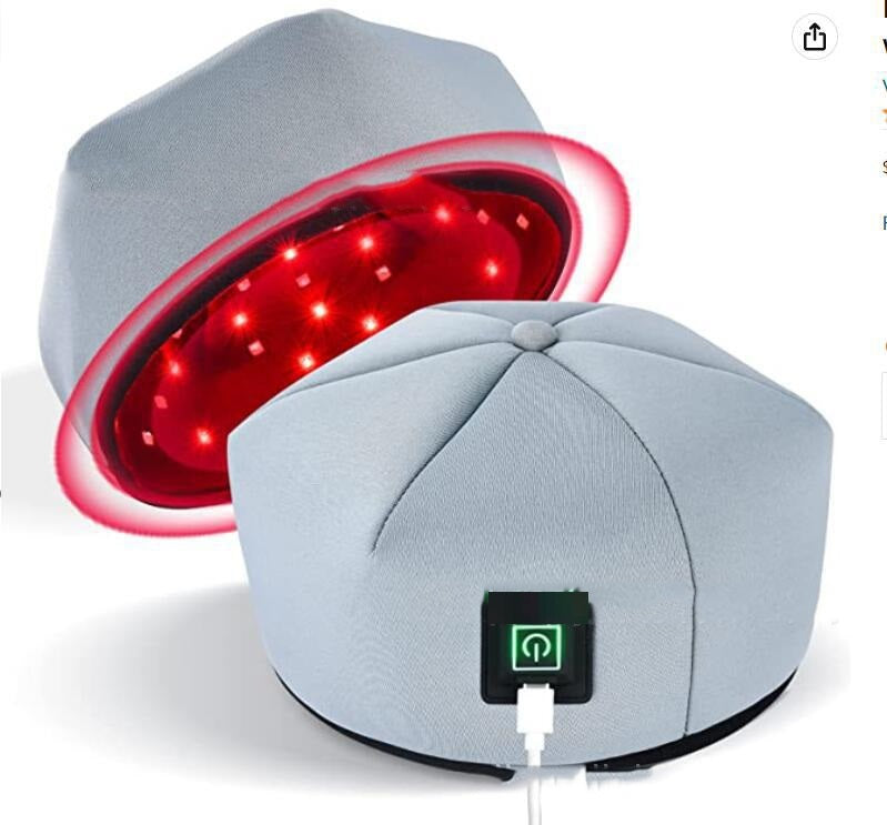 red light hat hair growth beanie grey