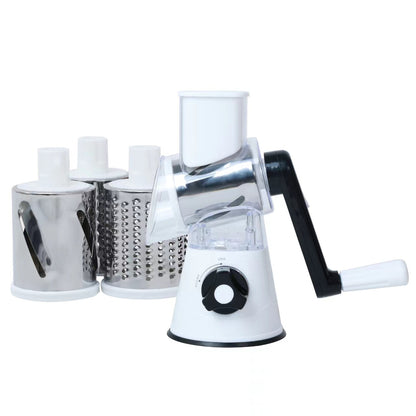 Food Processor Vegetable Chopper Kitchen Roller Gadgets Tool Vegetable Cutter Round Slicer Graters Potato Carrot Cheese Shredder white