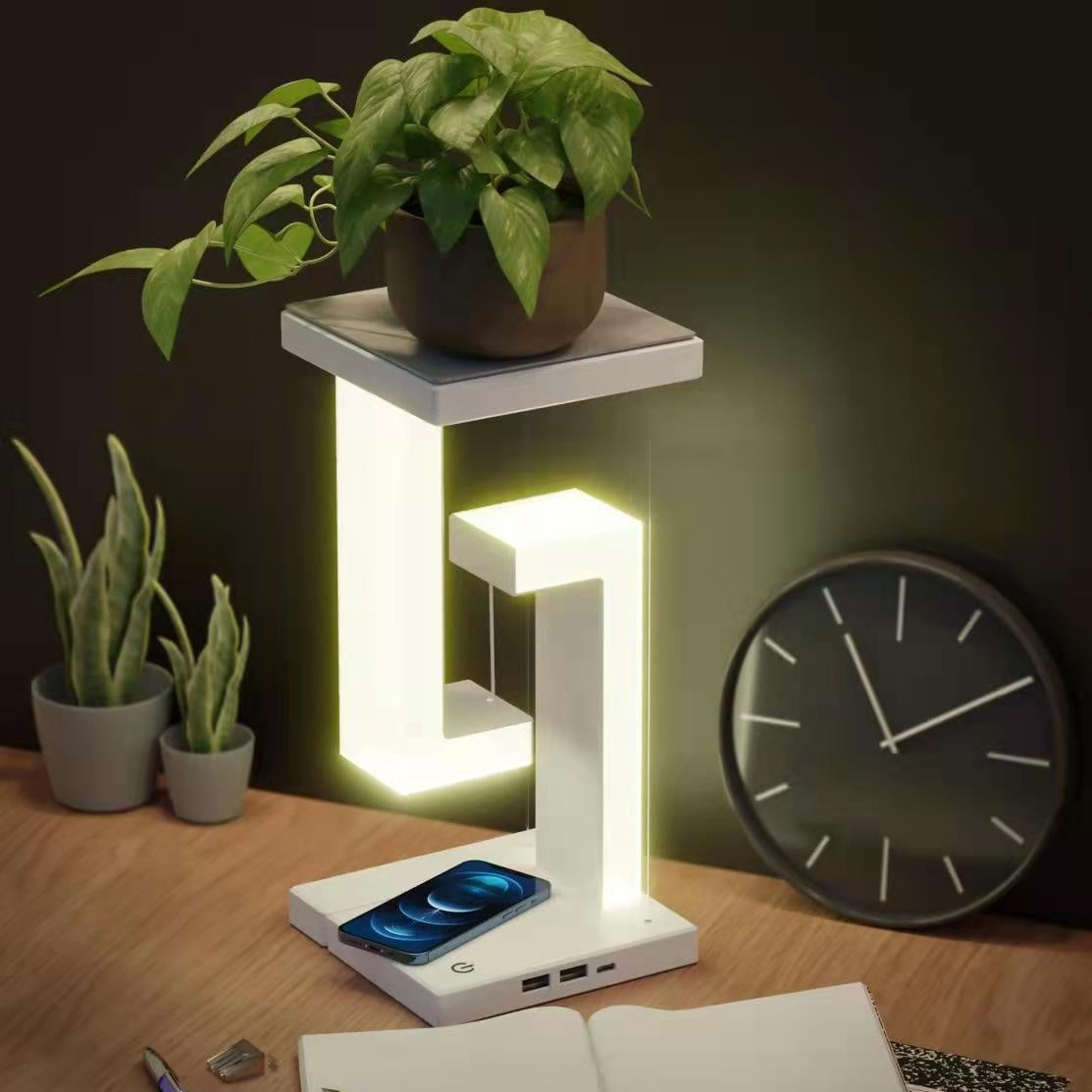 creative wireless charging stand bedside lamp with plants