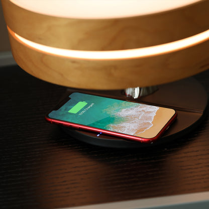 bedside lamp and a wireless charging stand