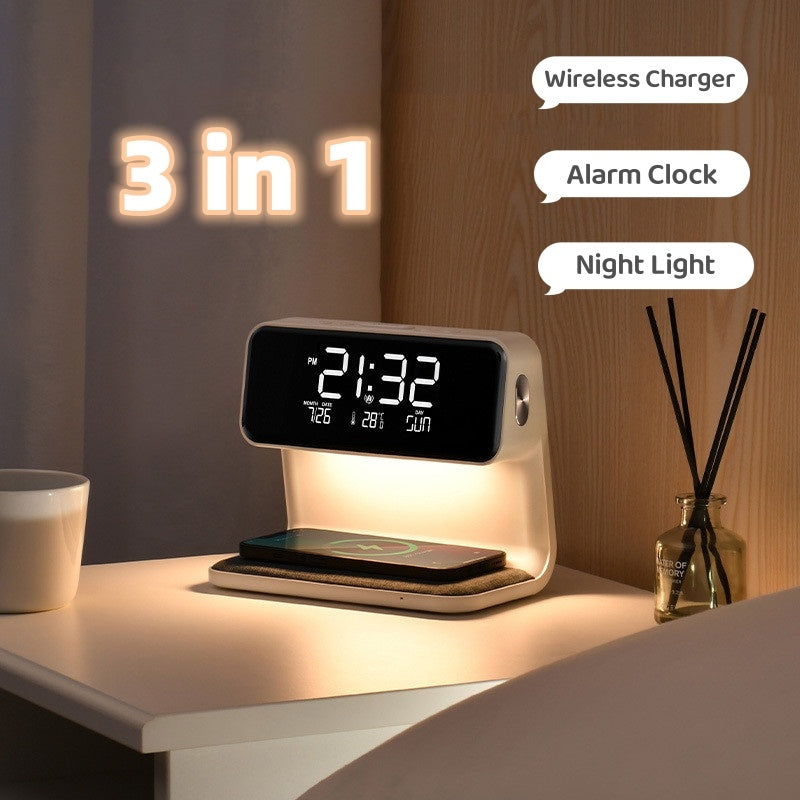 wireless charging stand bedside lamp alarm clock