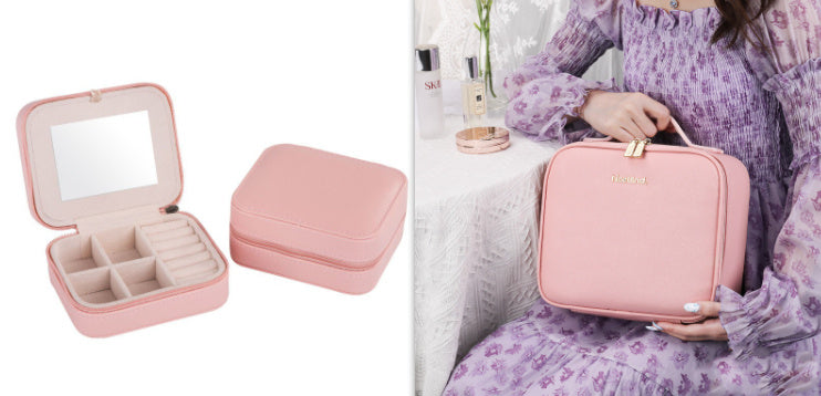 Travel Makeup Bag with Led Light Mirror, Large Capacity Cosmetic Organizer Vanity Travel Case for Make up with Adjustable Compartment
