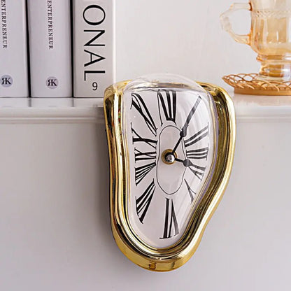 Surreal Melting Distorted Wall Table Clock book shelves