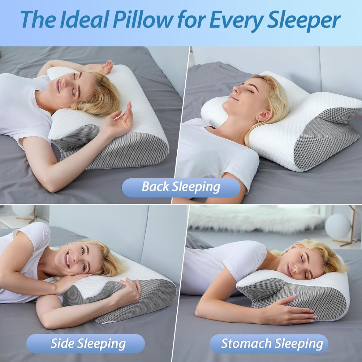 Best  Cervical Neck  Foam Pillow Back sleepers, side sleepers, stomach sleepers