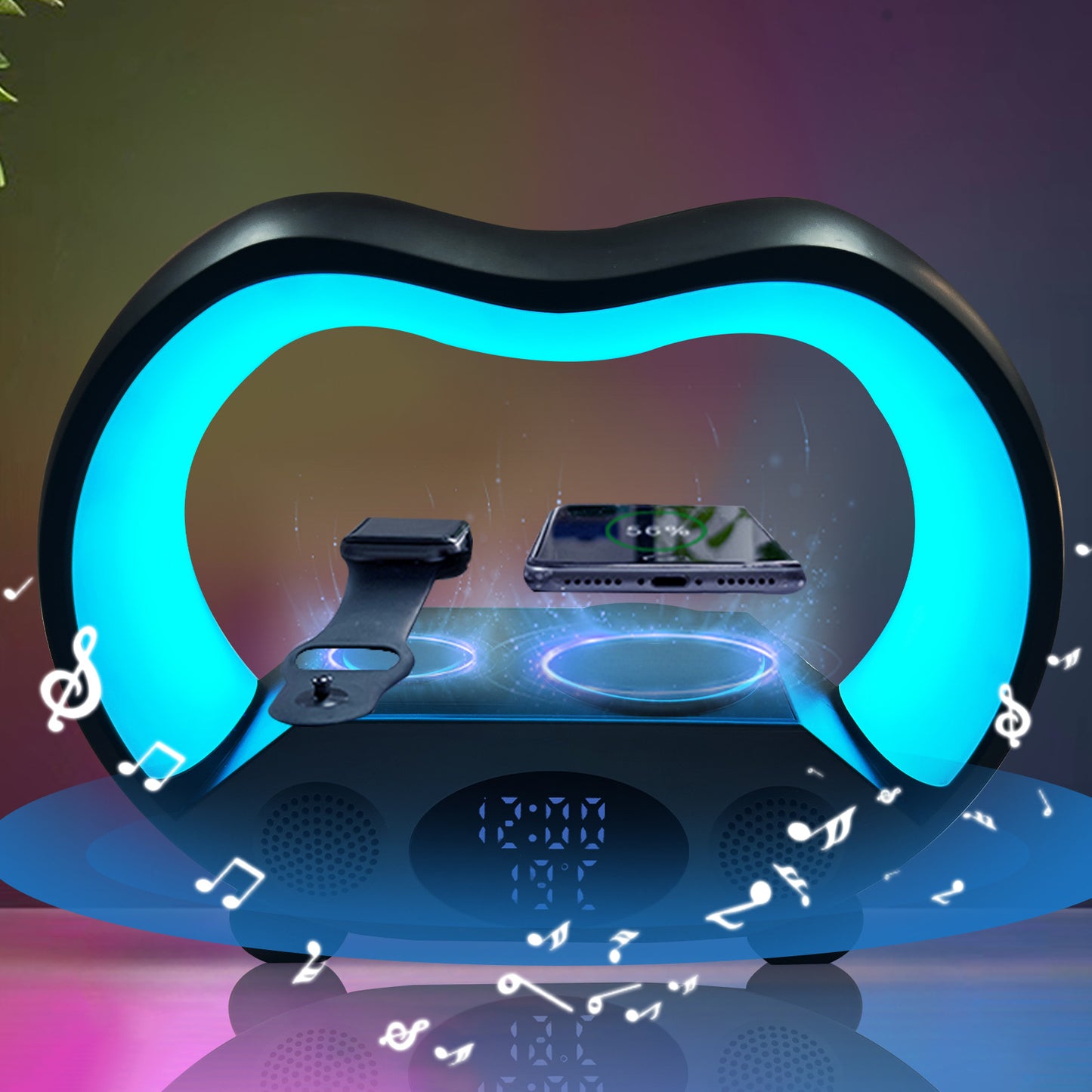 Smart Wireless Charging Stand   LED Table Lamp   Night Light Bluetooth Speaker