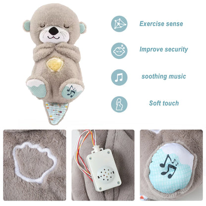 Otter Plush Toy, Portable Plush Baby Toy with Music, Sounds, Lights and Breathing Motion