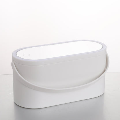 Storage Box LED Makeup Mirror Portable Dresser Travel Cosmetics Organizer Carrying Box With Mirror LED