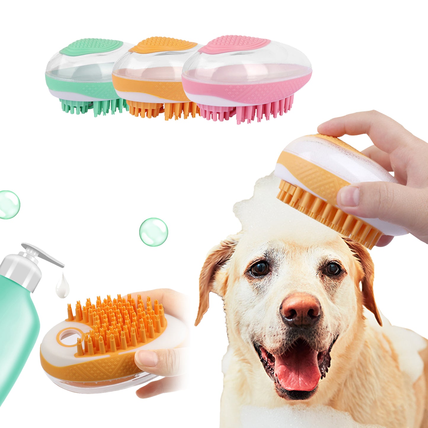 best dog cat bath brush soap dispenser