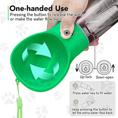 portable dog water bottle one hand use